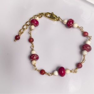 Crazy Lace Agate and Dyed Turquoise Bracelet